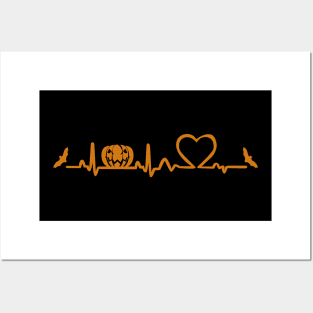 Halloween Orange Pumpkin Heartbeat T-shirt Posters and Art